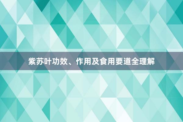 紫苏叶功效、作用及食用要道全理解